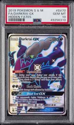 2019 POKEMON SUN & MOON HIDDEN FATES #SV70 FULL ART/DARKRAI GX PSA 10 - Image 1