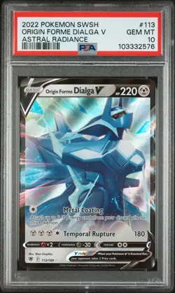 Pokemon Sword & Shield Astral Radiance 113 Origin Forme Dialga V PSA 10 GEM MINT - Image 1