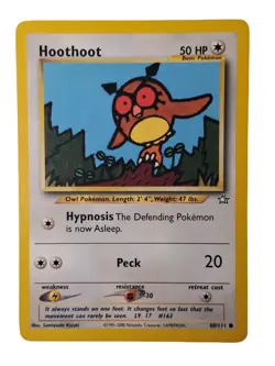 Hoothoot 60/111 Neo Genesis Pokemon Card Vintage WOTC Common NM - Image 1