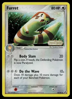 Pokemon Card - Furret Legend Maker 33/92 Uncommon Reverse Holo Stamped - Image 1