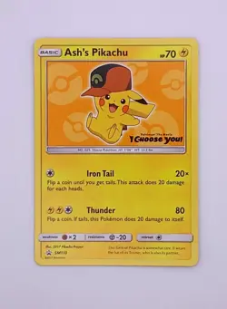 Pokemon Ash's Pikachu Card Promo SM 110 "I Choose you" Movie Stamp Black Star - Image 1