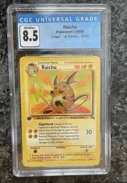 Raichu Fossil 1st Edition - 29/62 - Non-Holo - CGC 8.5 NM/Mint+ Pokemon - Image 3