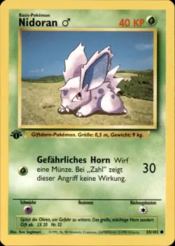 Pokemon Base Set / German, 1st Edition - Nidoran 55/102 NM - Image 1