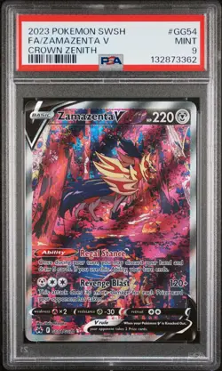 2023 POKEMON SWORD & SHIELD CROWN ZENITH #GG54 FULL ART/ZAMAZENTA V PSA 9 - Image 1
