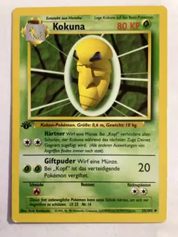1st Edition Pokemon TCG GERMAN Kakuna (Kokuna) 33/102 Uncommon NICE !!! - Image 1