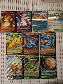 Pokemon TCG Jumbo EX, V Lot ×10 Charizard, Sylveon, Pikachu (Two Lenticulars) - Image 1