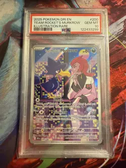 Team Rocket's Murkrow #200 2025 Pokemon Dri En-Destined Rivals PSA 10 IR - Image 1