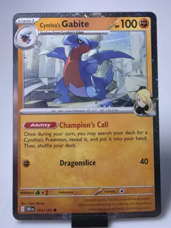 Cynthia's Gabite 2025 Pokemon TCG #103/182 Destined Rivals Common Cosmos Holo NM - Image 1