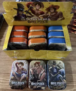 Lot Of 12 One Piece TCG Tin Pack Set Vol. 2 Set TS-02 Display English (24 Packs) - Image 1