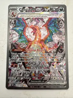 Pokemon TCG S&V Obsidian Flames Charizard EX Card 223/197 NM+ Condition - Image 1