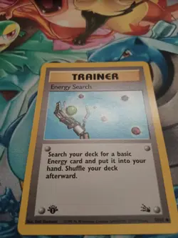 1st edition Energy Search 59/62 Fossil Set Rare Vintage Pokemon Card - NM - Image 1