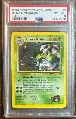 PSA 8 2000 Pokemon Gym Challenge Erika's Venusaur Holo 4/132 NM-MT SWIRL - Image 1