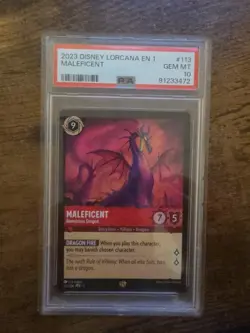 2023 Disney Lorcana Maleficent Monstrous Dragon Legendary #113 PSA 10 - Image 1