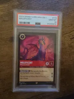 2023 Disney Lorcana Maleficent Monstrous Dragon Legendary #113 PSA 10 - Image 2