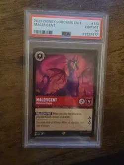2023 Disney Lorcana Maleficent Monstrous Dragon Legendary #113 PSA 10 - Image 3