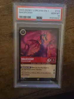 2023 Disney Lorcana Maleficent Monstrous Dragon Legendary #113 PSA 10 - Image 4