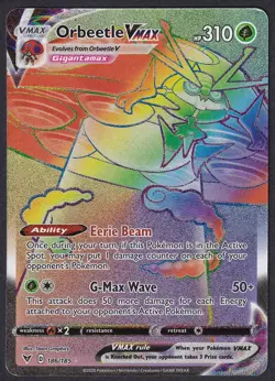 Pokemon Orbeetle VMAX 186/185 Rainbow Rare Vivid Voltage - Image 1