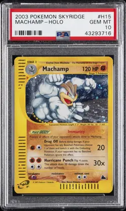 2003 POKEMON SKYRIDGE #H15 MACHAMP-HOLO PSA 10 - Image 1