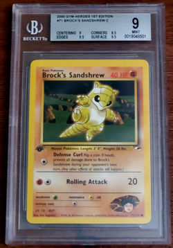 🔴BGS 9🔴Pokemon Gym Heroes - BROCK'S SANDSHREW 1ST EDITION 71/132 - Image 1