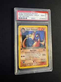 2000 Pokemon Team Rocket 1st Edition Holo Dark Charizard #4 PSA 10 Amazing Swirl - Image 2
