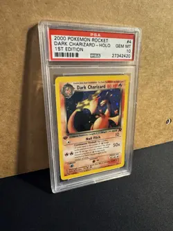 2000 Pokemon Team Rocket 1st Edition Holo Dark Charizard #4 PSA 10 Amazing Swirl - Image 5