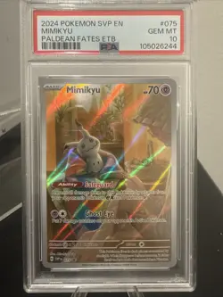 2024 Pokemon SVP en Mimikyu 075 Paldean Fates ETB Black Star Promo Gem Mt PSA 10 - Image 1