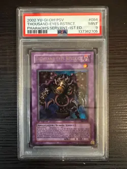 2002 YU-GI-OH! PSV-PHARAOH'S SERVANT 1ST ED #084 THOUSAND-EYES RESTRICT PSA 9 - Image 1