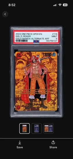 2024 One Piece OP09 Gold Manga Alternate Art #118 Gol D. Roger PSA 9 - Image 1