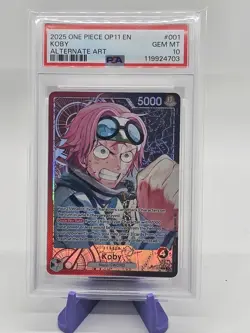 One Piece PSA 10 Op11-001 Koby Leader Alt Art English Fist Of Divine Speed - Image 1