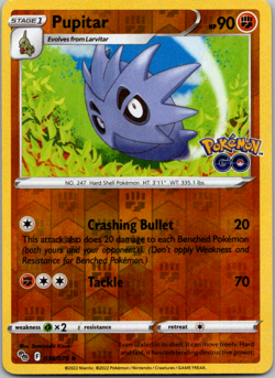 Pupitar 038/078 022 Pokemon GO Pokemon Card TCG Reverse Holo Uncommon - VLP - Image 1