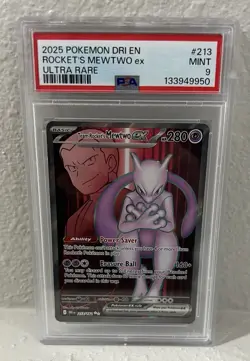 2025 POKEMON DRI EN-DESTINED RIVALS ULTRA RARE TEAM ROCKET'S MEWTWO EX PSA 9 - Image 3