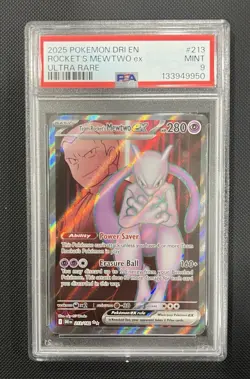 2025 POKEMON DRI EN-DESTINED RIVALS ULTRA RARE TEAM ROCKET'S MEWTWO EX PSA 9 - Image 5