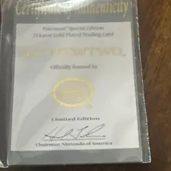 Burger King 1999 Limited edition Pokemon 23 kt gold plated trading card Meowtwo - Image 3