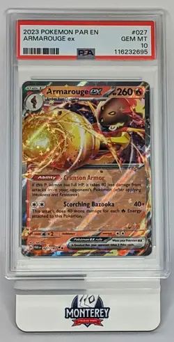 2023 POKEMON PAR EN-PARADOX RIFT #027 ARMAROUGE EX PSA 10 GEM MT - Image 1