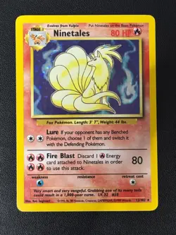 Pokemon Base Set Ninetales Holo – Lightly Played LP – Original Vintage 12/102 - Image 1