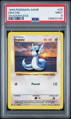 1999 Pokemon Game Base DRATINI SHADOWLESS #26 PSA 9 Mint RARE - Image 1