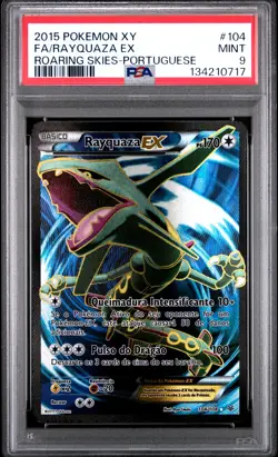 2015 POKEMON XY ROARING SKIES PORTUGUESE #104 FULL ART/RAYQUAZA EX PSA 9 - Image 1