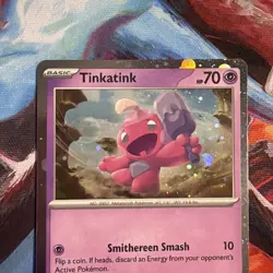 Tinkatink (Cosmo Holofoil) 025 Promo Swirl Scarlet & Violet Promo Cards Pokemon - Image 3