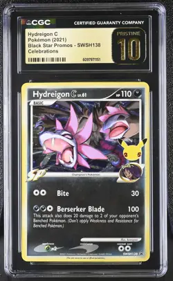 CGC 10 PRISTINE Hydreigon C Black Star Promos SWSH138 Celebrations Pokemon Card - Image 1