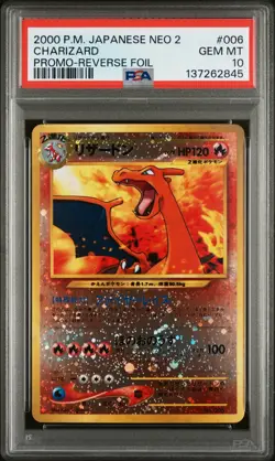 Pokemon TCG Neo 2 Charizard Promo Reverse Foil #006 Japanese 2000 PSA 10 - Image 1