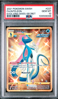 Pokemon SWSH Evolving Skies FA Inteleon 227/203 Secret Gold Rare GEM MINT PSA 10 - Image 1