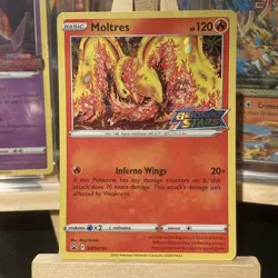 Pokemon TCG Moltres SWSH 185 Brilliant Stars Stamped Pre Release Promo NM - Image 1