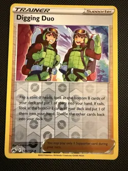 POKEMON TCG: DIGGING DUO 126/159 CROWN ZENITH REVERSE HOLO CARD NM - Image 1