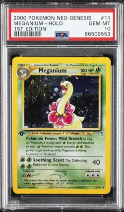 2000 POKEMON NEO GENESIS 1ST ED #11 MEGANIUM-HOLO PSA 10 - Image 1