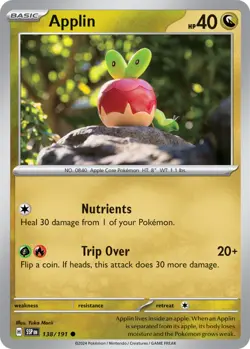 Applin - 138/191 - Common - Reverse Holo NM, English Pokemon Surging Sparks - Image 1
