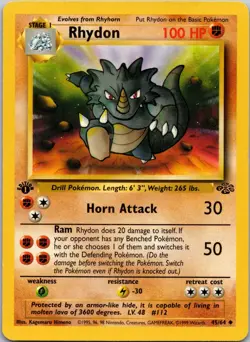 Rhydon 45/64 1st Edition LP Pokemon Card TCG Jungle - Image 1
