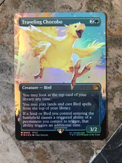 Mtg - Traveling Chocobo - Borderless - Neon Ink Yellow - Foil -WATCH ITEM VIDEO! - Image 1