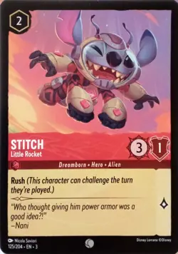125/204 STITCH LITTLE ROCKET INTO THE INKLANDS COMMON DISNEY LORCANA CARD - Image 1