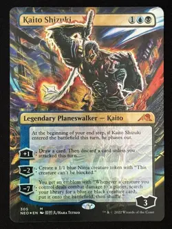 1x MTG Kaito Shizuki (Borderless, Foil) - Kamigawa: Neon Dynasty (NEO) #305 - Image 1