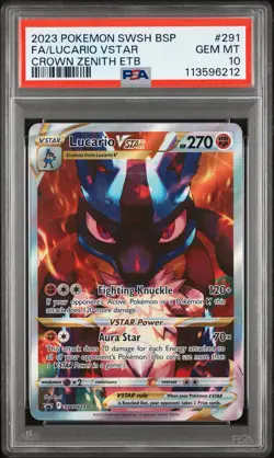 Pokemon TCG Lucario VSTAR Promo Holo SWSH291 Crown Zenith 2023 PSA 10 - Image 1